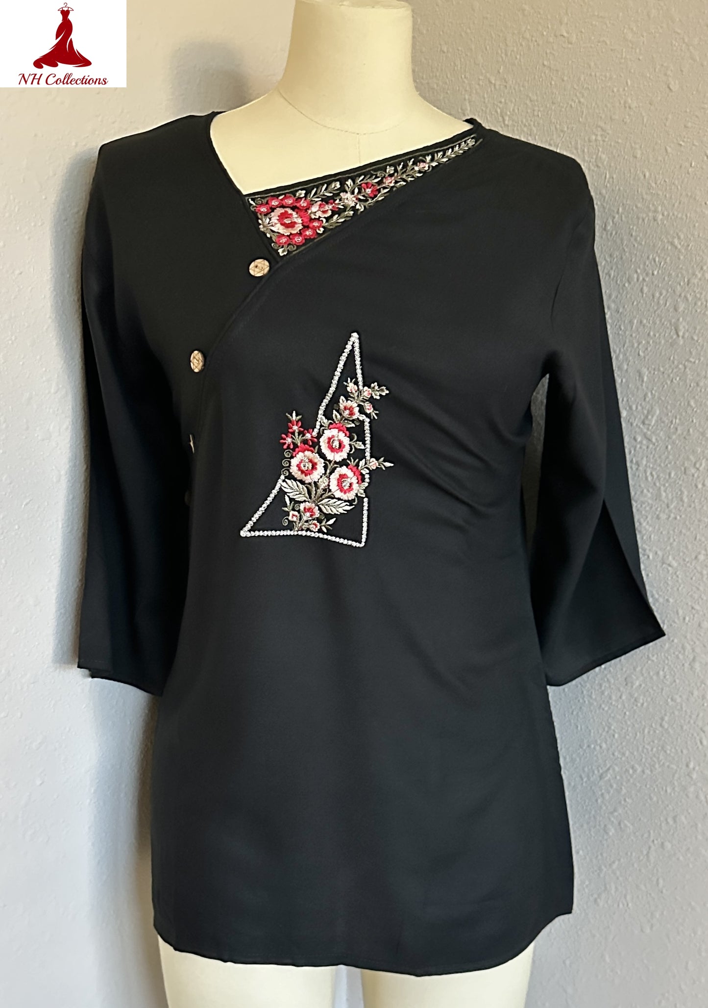 Women's black rayon blouse in S