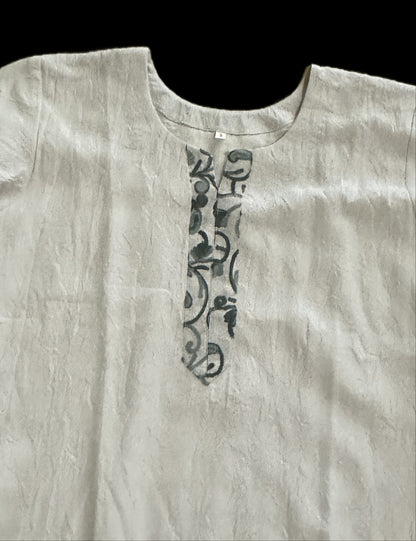 Women's Light Grey crushed cotton top in S