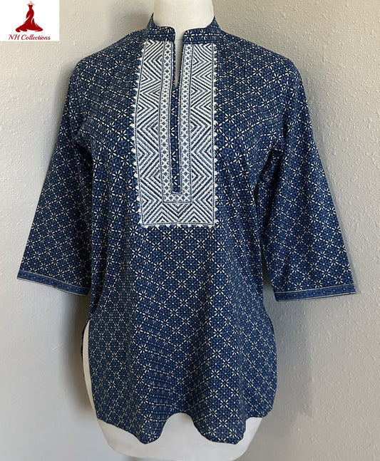 cross-stitch navy blue kurta