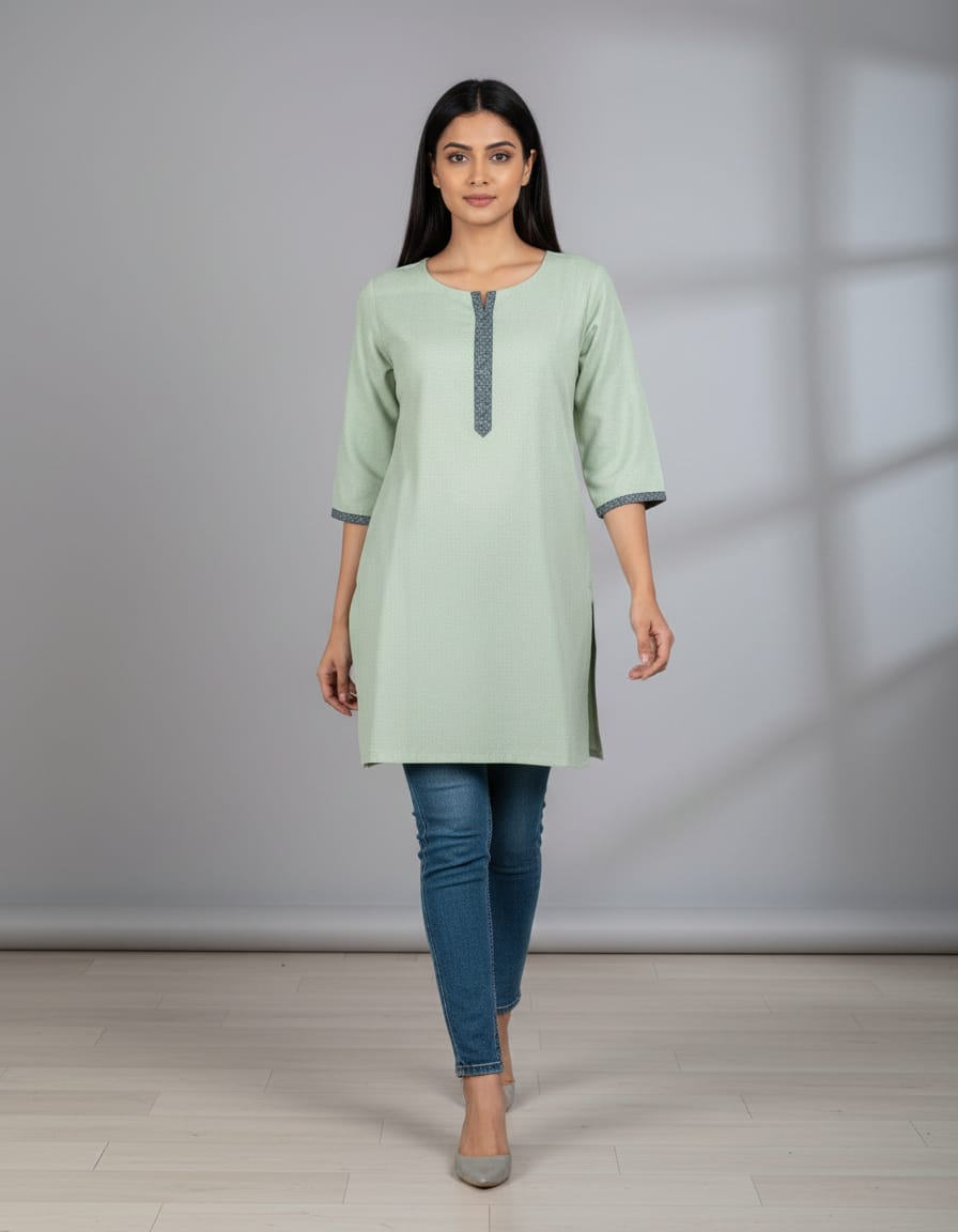 Women's Light green cotton top in 2XL