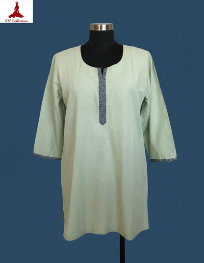 Women's Light green cotton top in 2XL