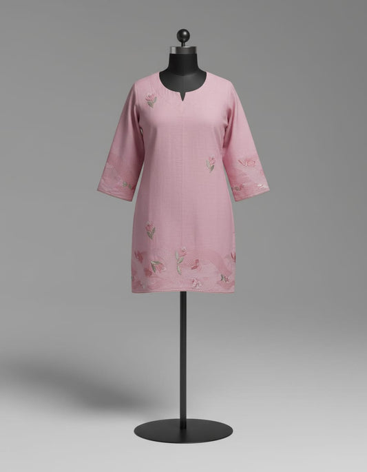 Women's Rose pink with light embroidery in XS