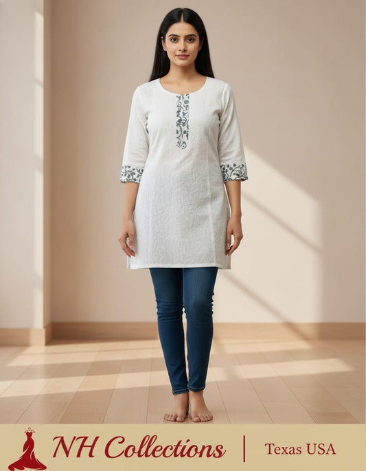 Women's Light Grey crushed cotton top in S