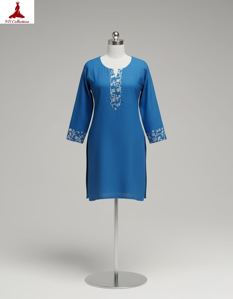 Women's Ink Blue crushed cotton top in M