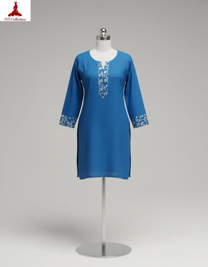 Women's Ink Blue crushed cotton top in M