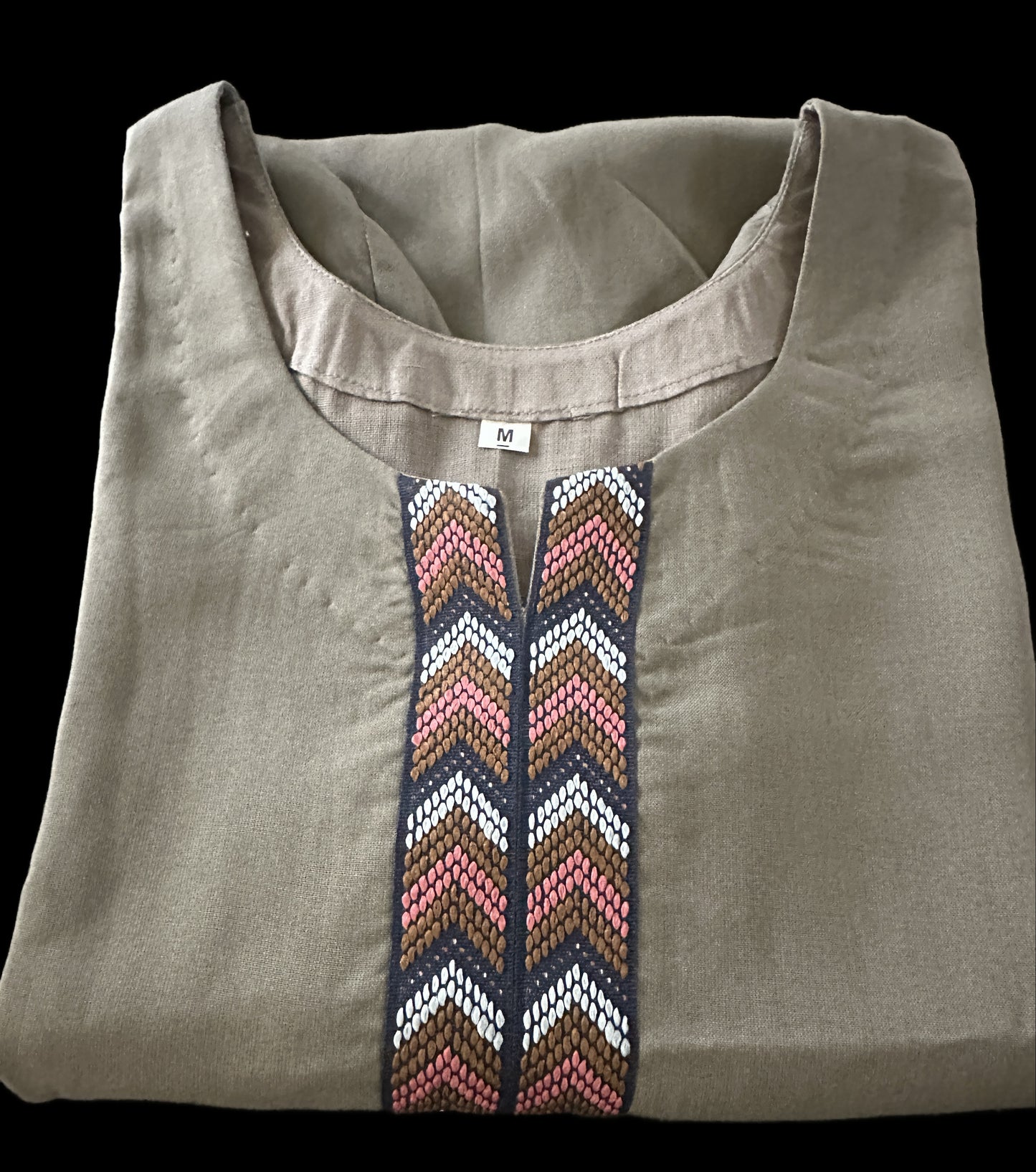 Women's Brown Cotton Top with Lace Detail Neckline & Sleeves in M