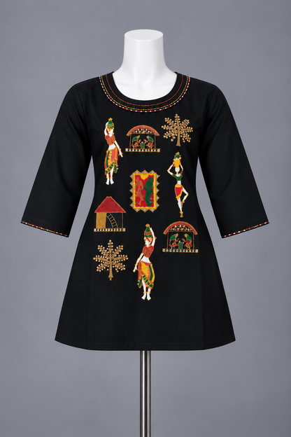 Women's Rayon colorful folk art-inspired embroidery in S to 2XL