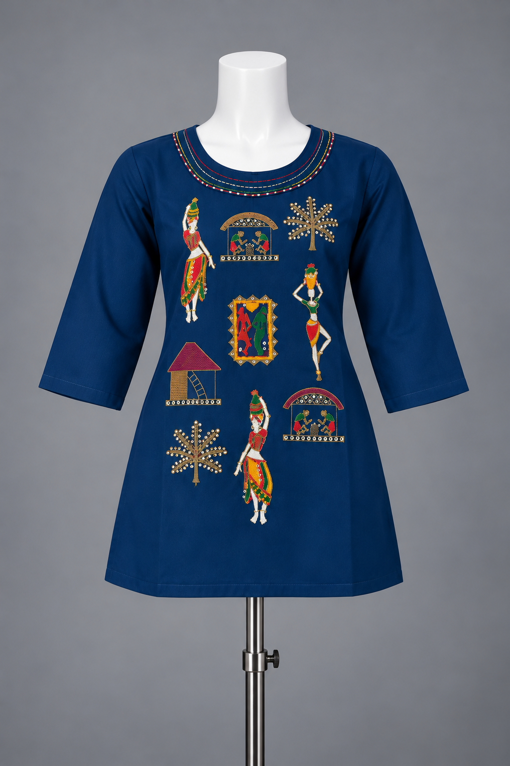 Women's Rayon colorful folk art-inspired embroidery in S to 2XL