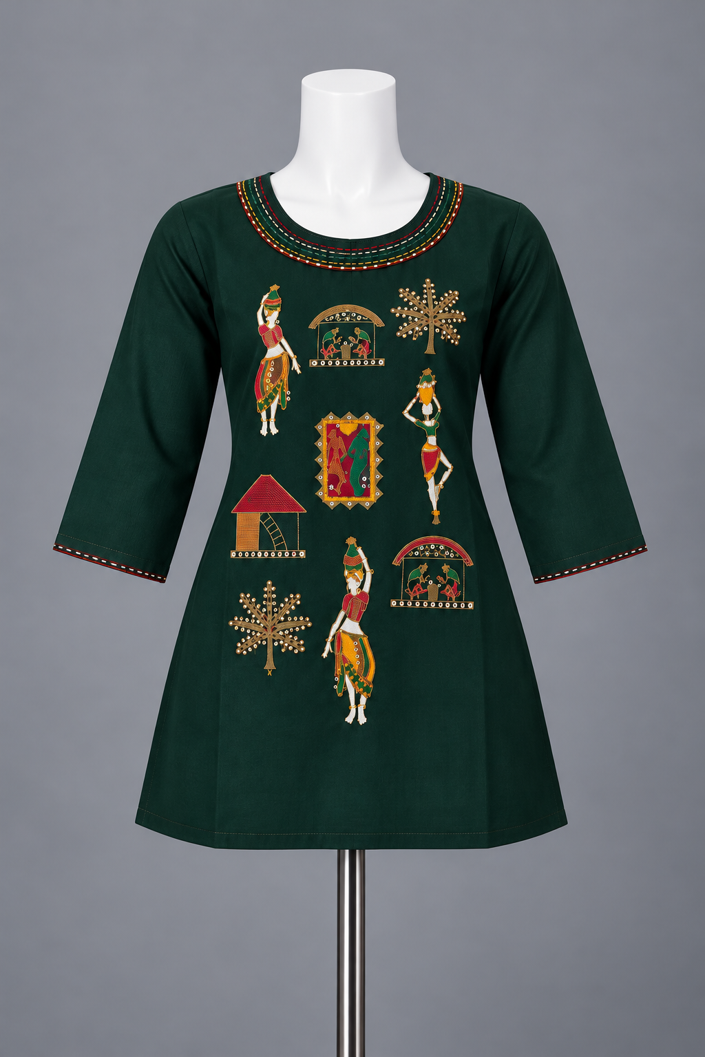 Women's Rayon colorful folk art-inspired embroidery in S to 2XL