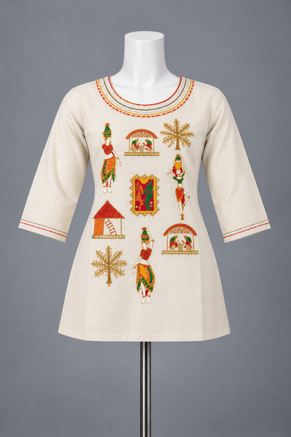 Women's Rayon colorful folk art-inspired embroidery in S to 2XL