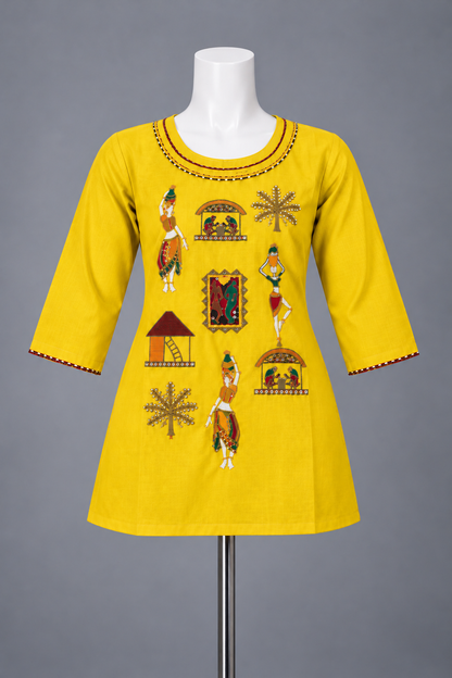 Women's Rayon colorful folk art-inspired embroidery in S to 2XL