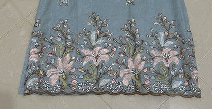Women's Mul Chanderi Top with floral embroidery in M, L & 2XL