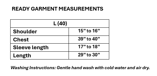Size guide for Women's Navy Warli embroidery Linen Top in L