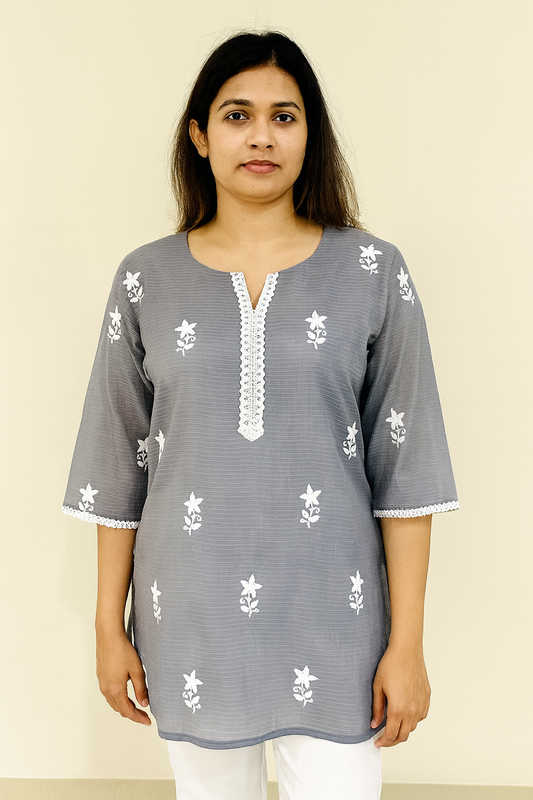 Women's grey kota cotton blouse in XL
