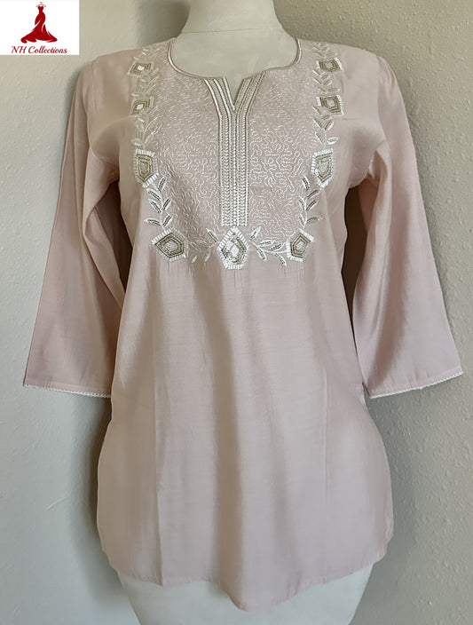 pink silk kurta for women