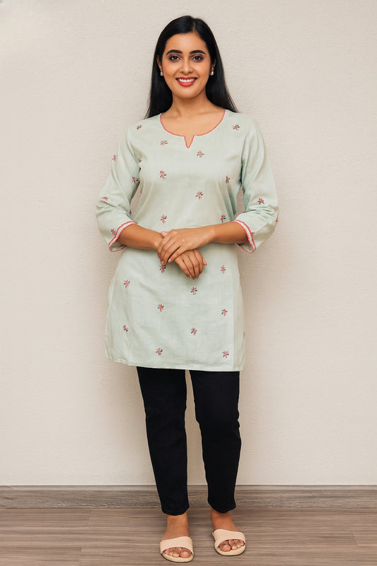 Women's light grey color blouse in voile cotton in XL