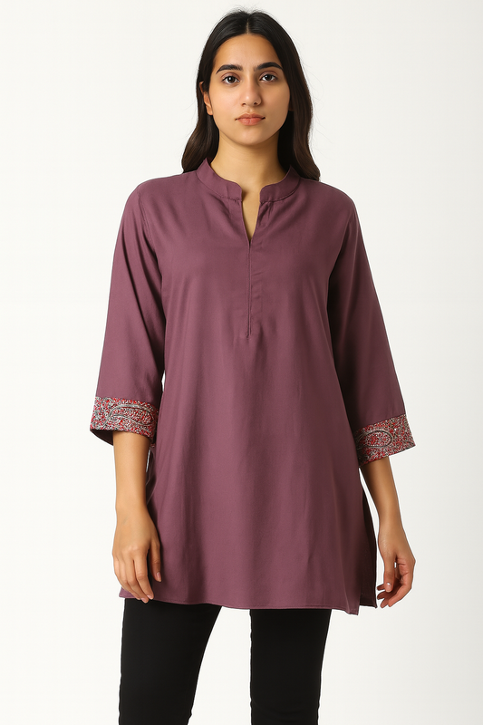 Women's plum color muslin blouse in 2XL