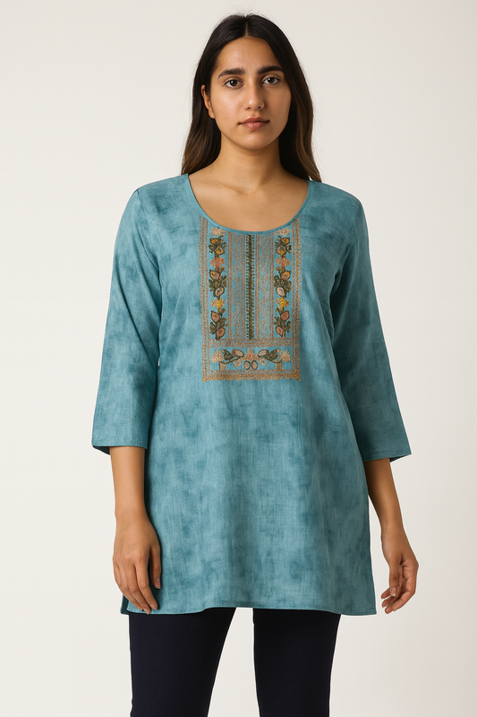 Women's green linen blouse in 2XL