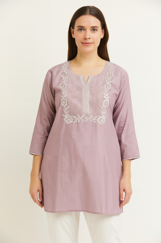 Women's lilac muslin silk blouse in 2XL