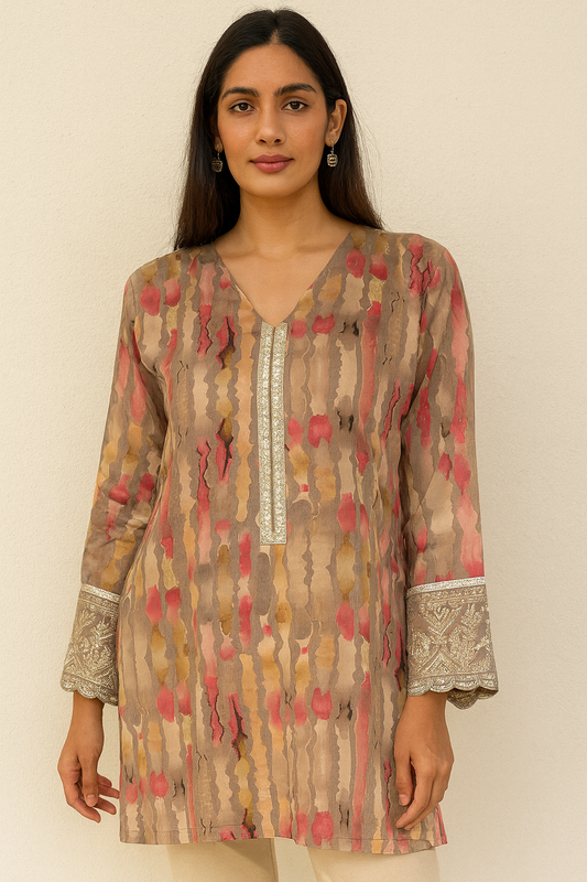 Women's colorful Beige blouse in S
