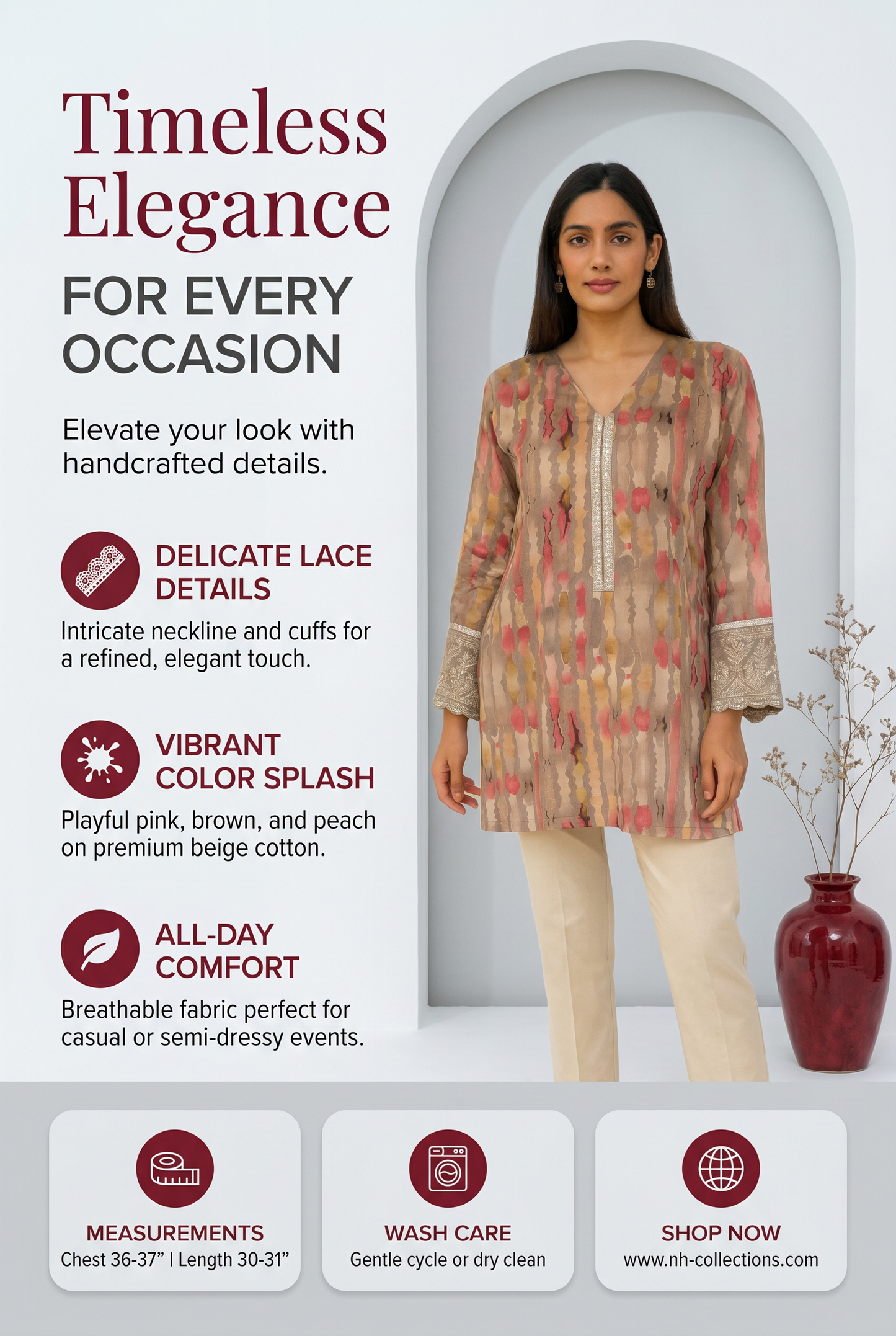 Women's colorful Beige blouse in S