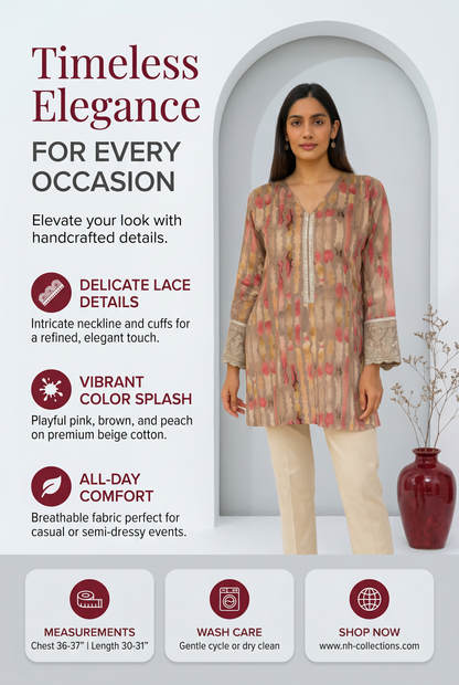 Women's colorful Beige blouse in S