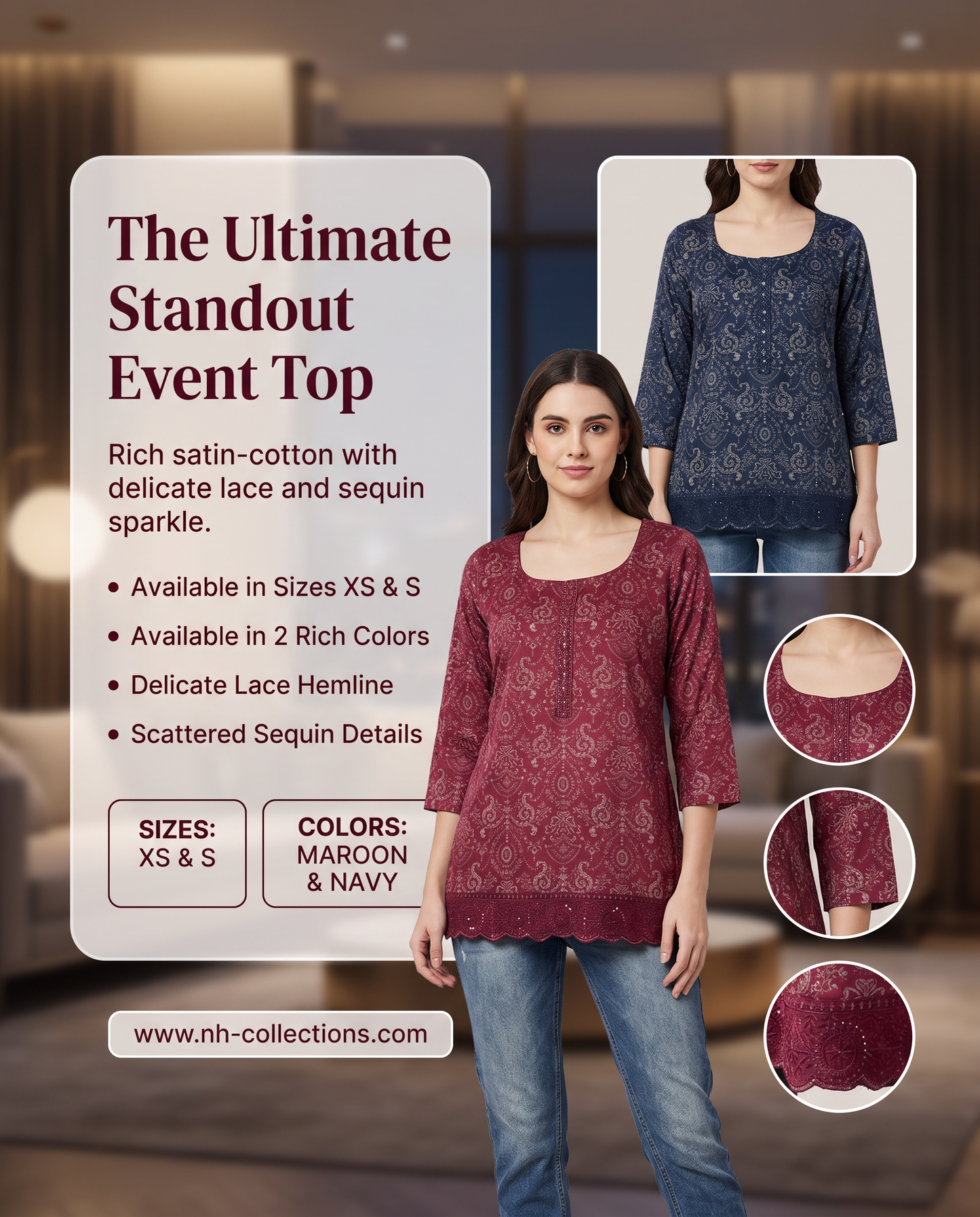Women's satin cotton blouse in S and XS