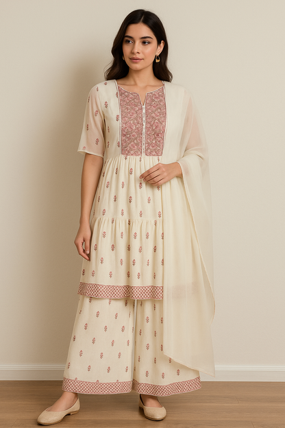 Women's off white pallazo set in L