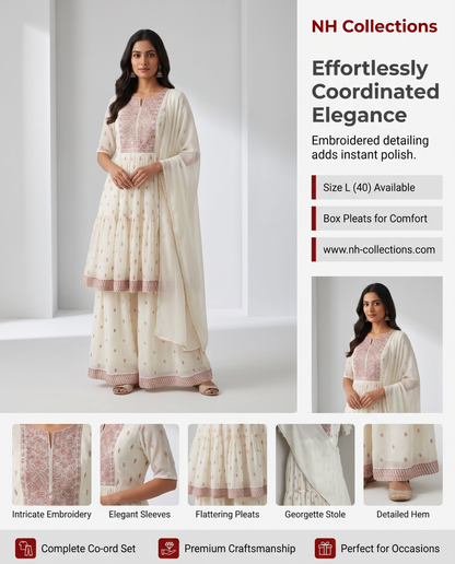 Women's off white pallazo set in L - close-up product detail
