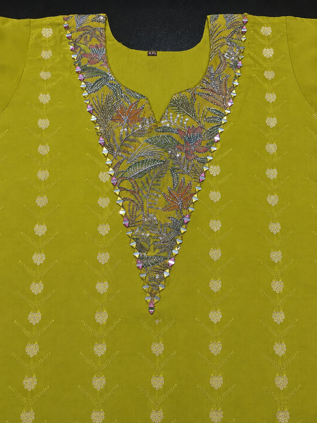 Women's sun glow yellow chinon silk kurta set (M, XL & 2XL)