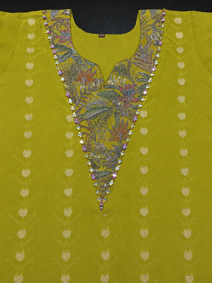 Women's sun glow yellow chinon silk kurta set (M, XL & 2XL)