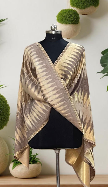 Women's ikkat reversible zari stoles - sleeve and design detail