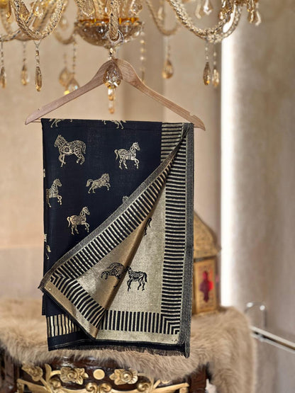 Women's reversible moon light stoles with horse weaving