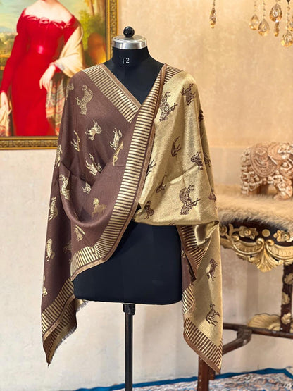 Women's reversible moon light stoles with horse weaving