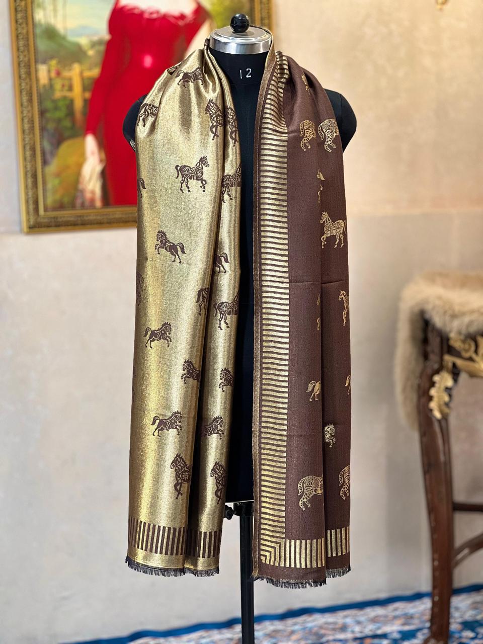 Women's reversible moon light stoles with horse weaving