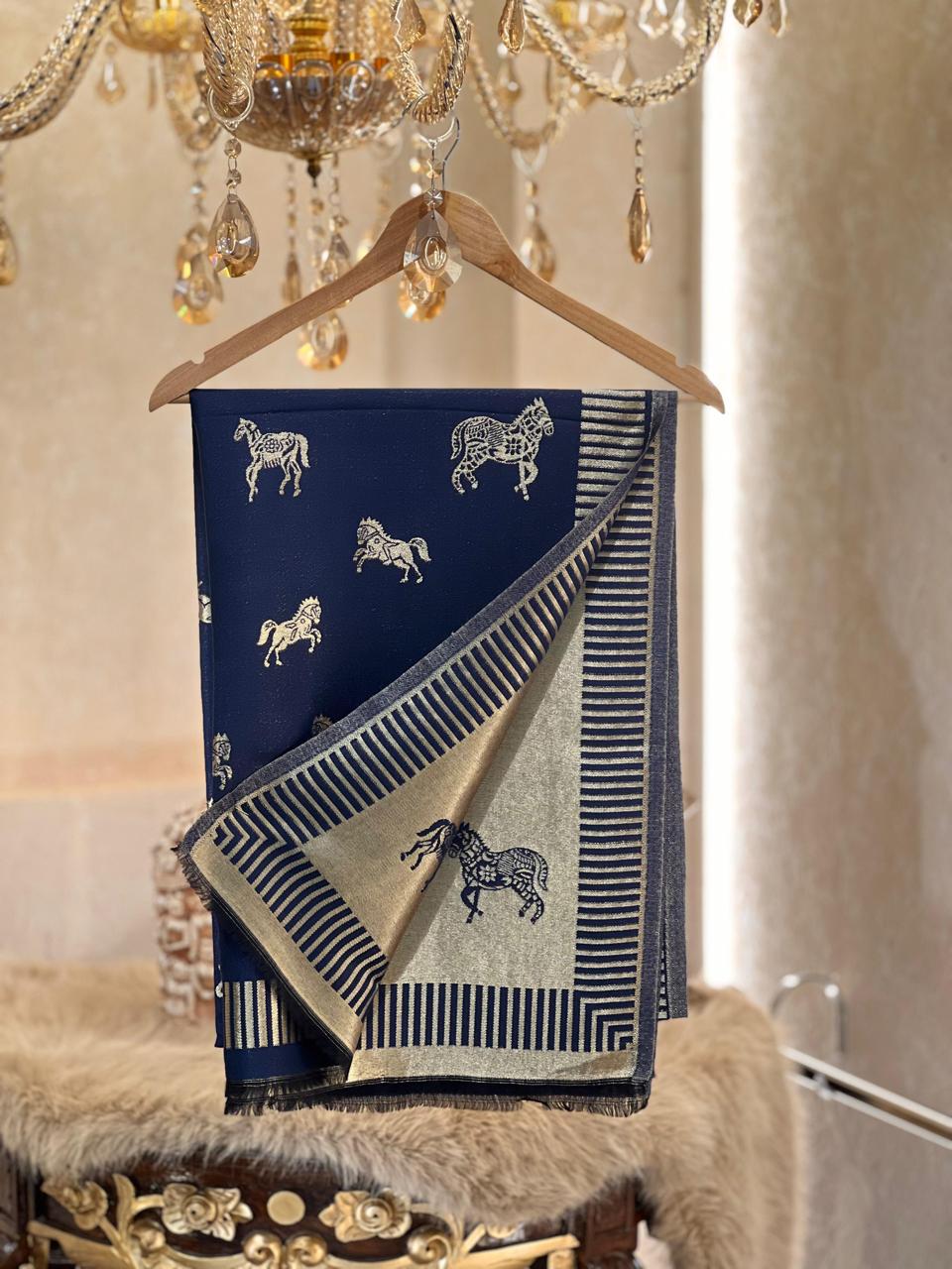 Women's reversible moon light stoles with horse weaving