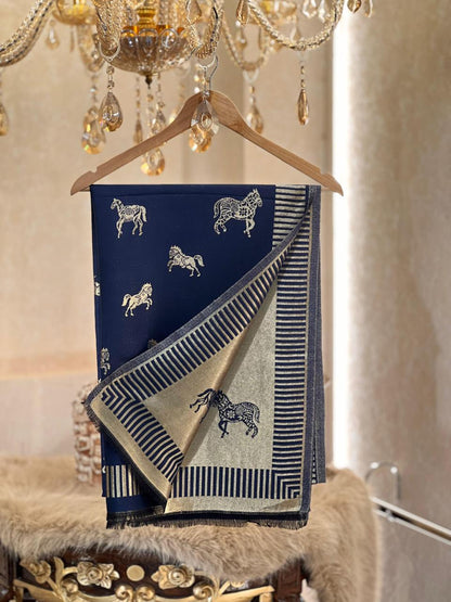 Women's reversible moon light stoles with horse weaving