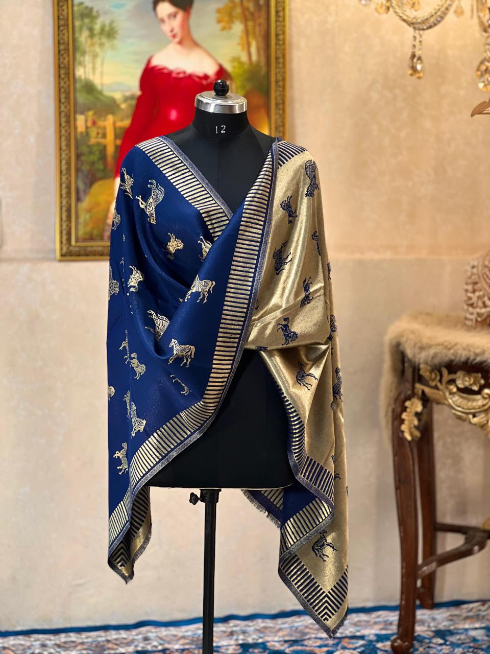 Women's reversible moon light stoles with horse weaving