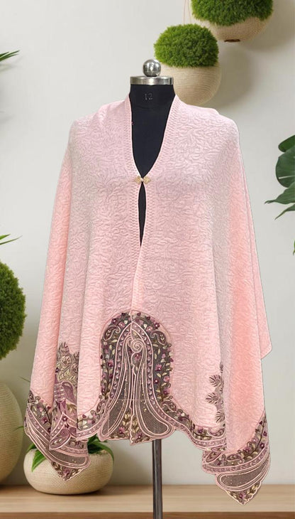 Women's knitted shawls with peacock embroidery