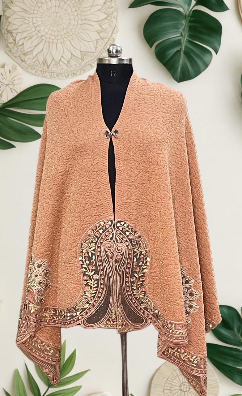 Women's knitted shawls with peacock embroidery