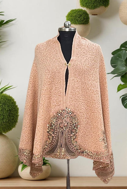 Women's knitted shawls with peacock embroidery