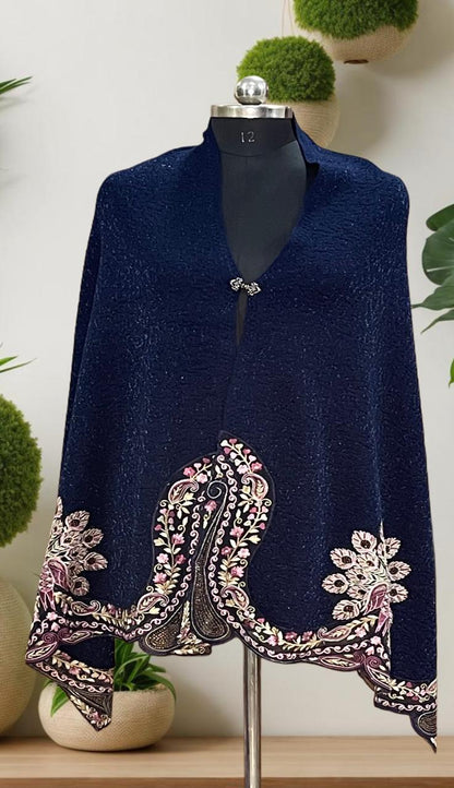 Women's knitted shawls with peacock embroidery