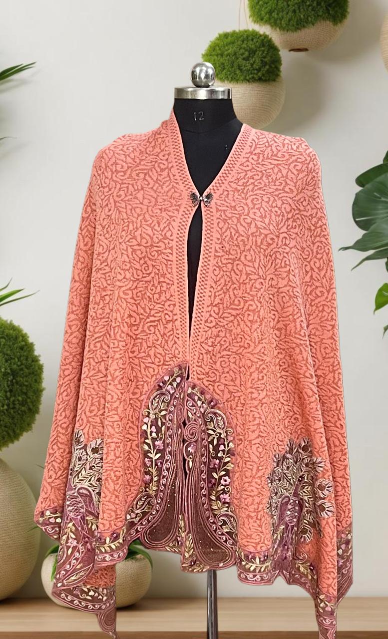 Women's knitted shawls with peacock embroidery