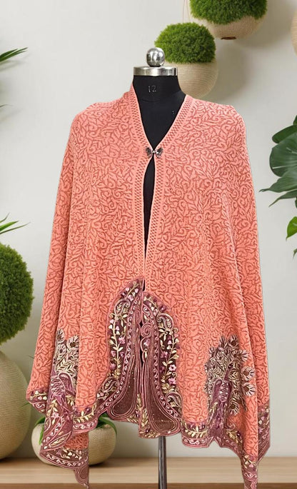 Women's knitted shawls with peacock embroidery