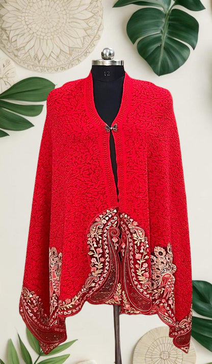 Women's knitted shawls with peacock embroidery
