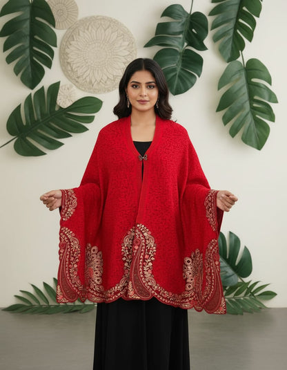 Women's knitted shawls with peacock embroidery