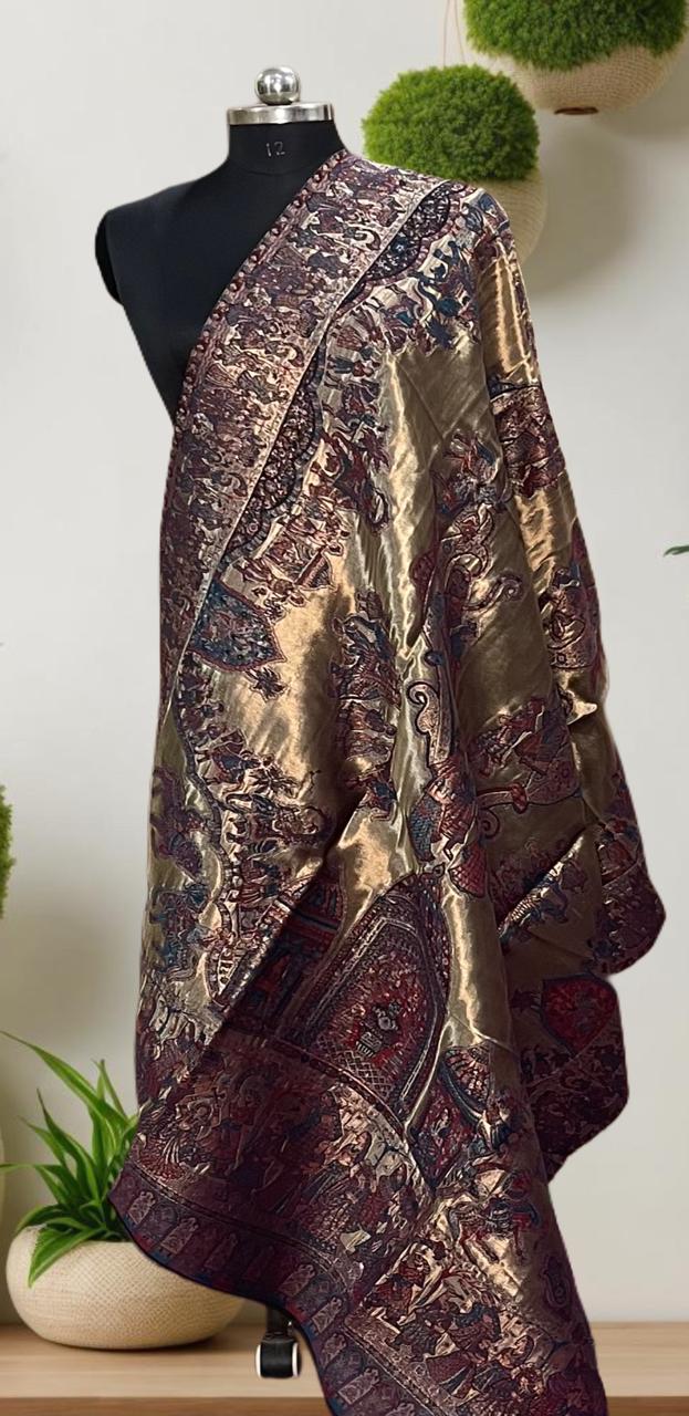 Women's liquid gold effect twilight reversible moonlight shawl
