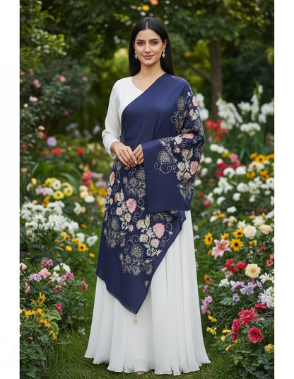 Women's pashmina stole with nalki zari work