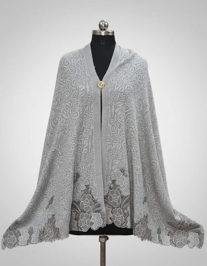 Women's knitted shawl with small floral cutover