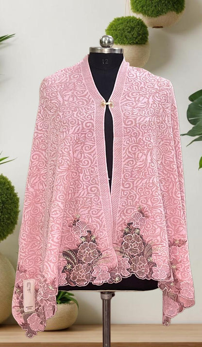 Women's knitted shawl with small floral cutover